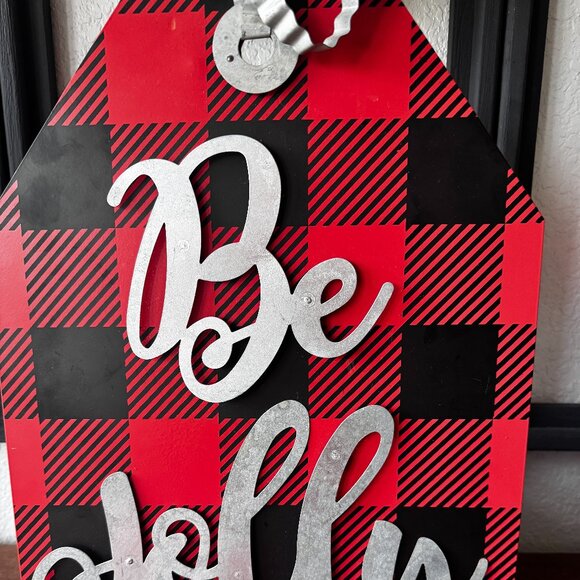 Be Jolly Buffalo Plaid Christmas Sign - Picture 2 of 2